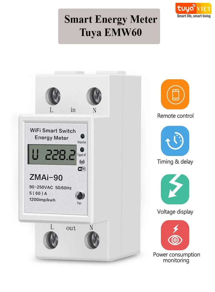 Công tơ điện thương hiệu Nhà Thông Minh AIO từ Viettel Construction – App VCC Smart Home